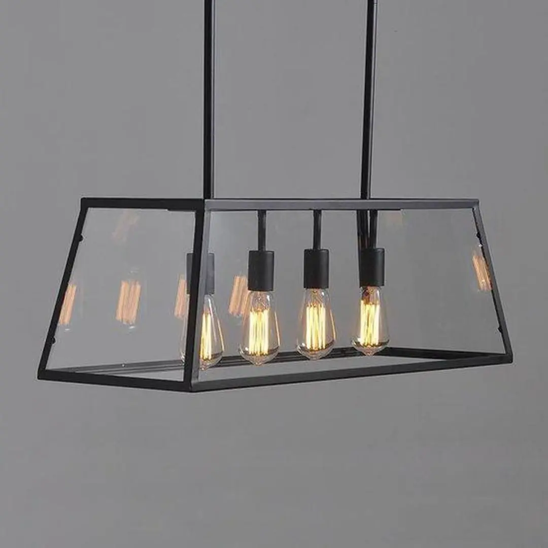Groenovatie Vintage Industrieel Hanglamp 4 Lichts - 78cm - Zwart