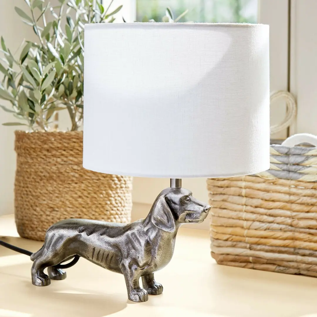 Loberon Tafellamp Antiekzilver/Crème - 25W