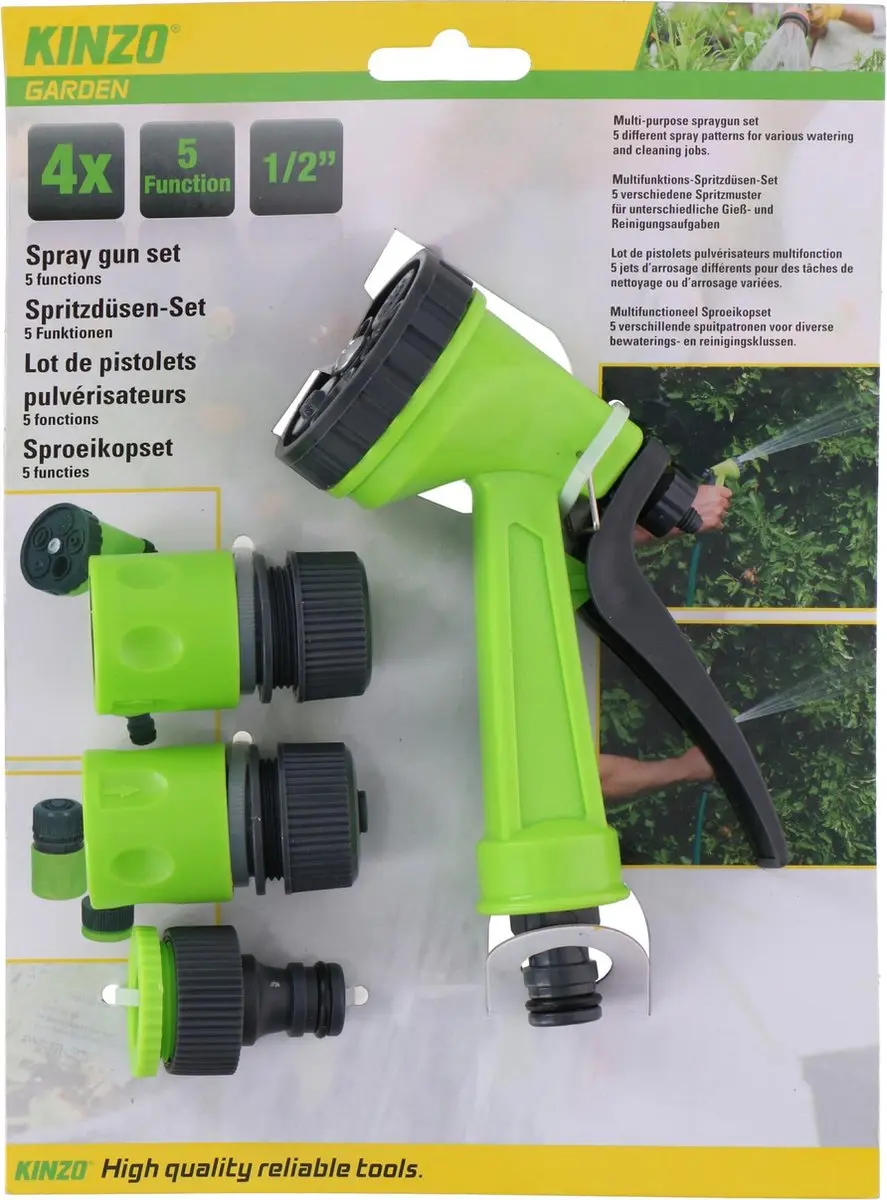 Kinzo Sproeikopset Met Vijf Standen Abs Groen/grijs 4-delig