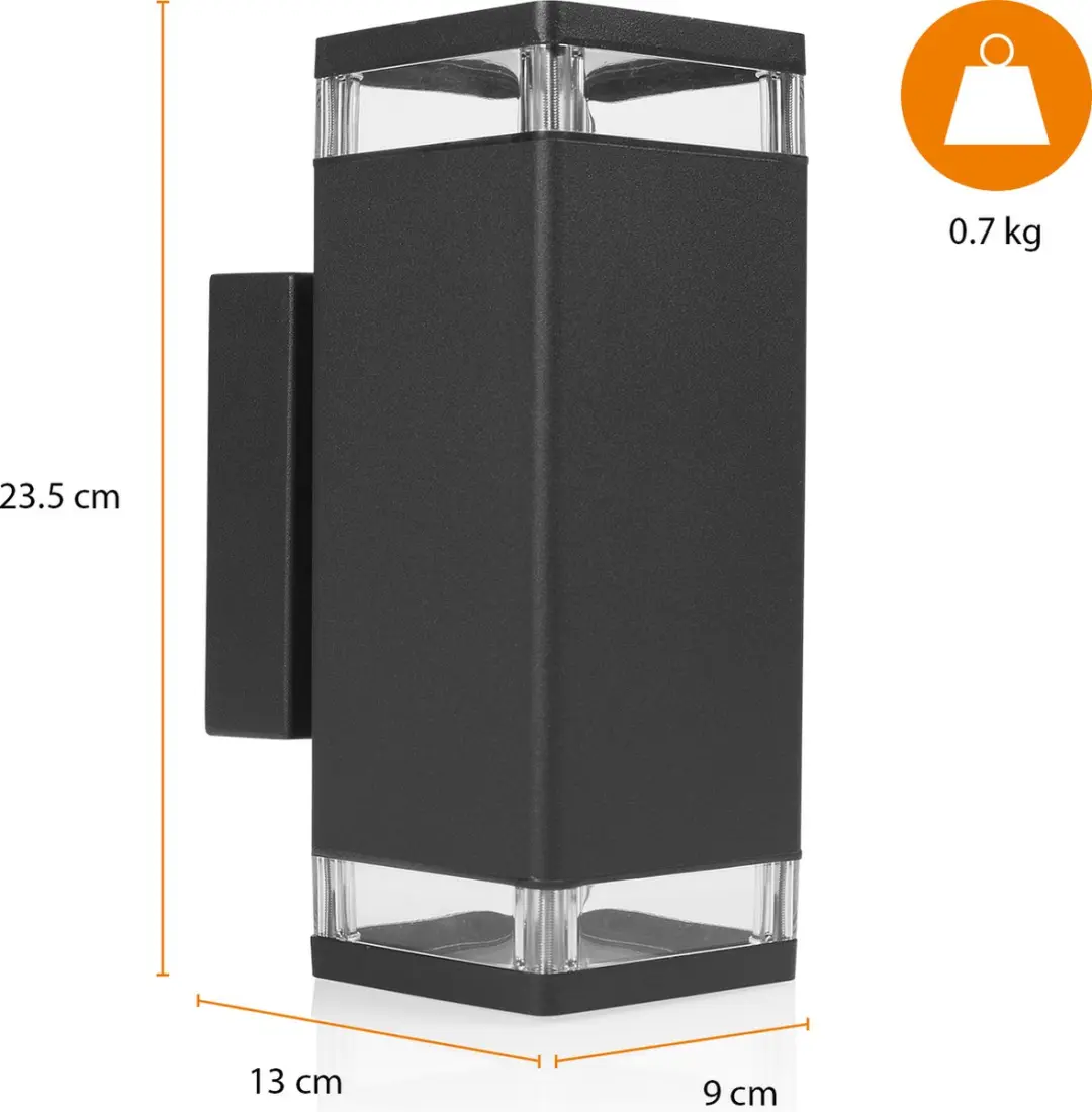 Smartwares OOL-50019 Wandlamp Buiten - 2x GU10 - Zwart - afbeelding 6 van 6