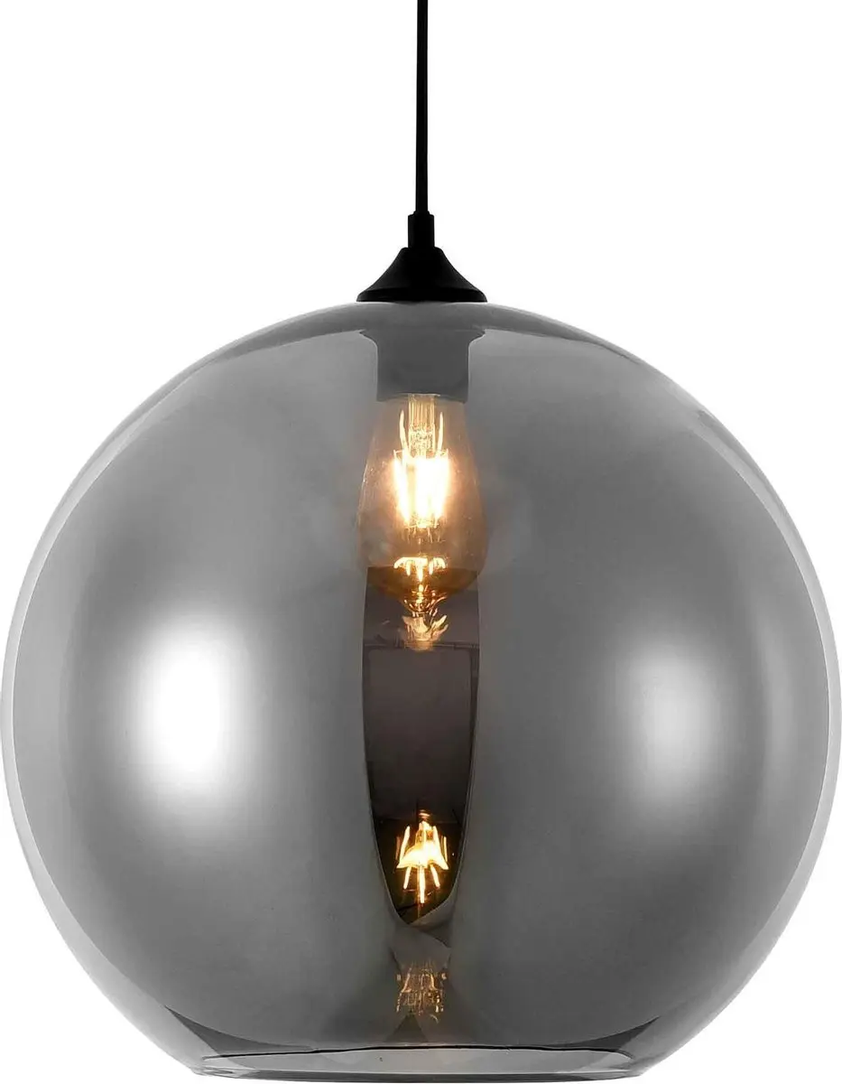 Artdelight Hanglamp Marino Ø40cm - Rookglas - Zwart