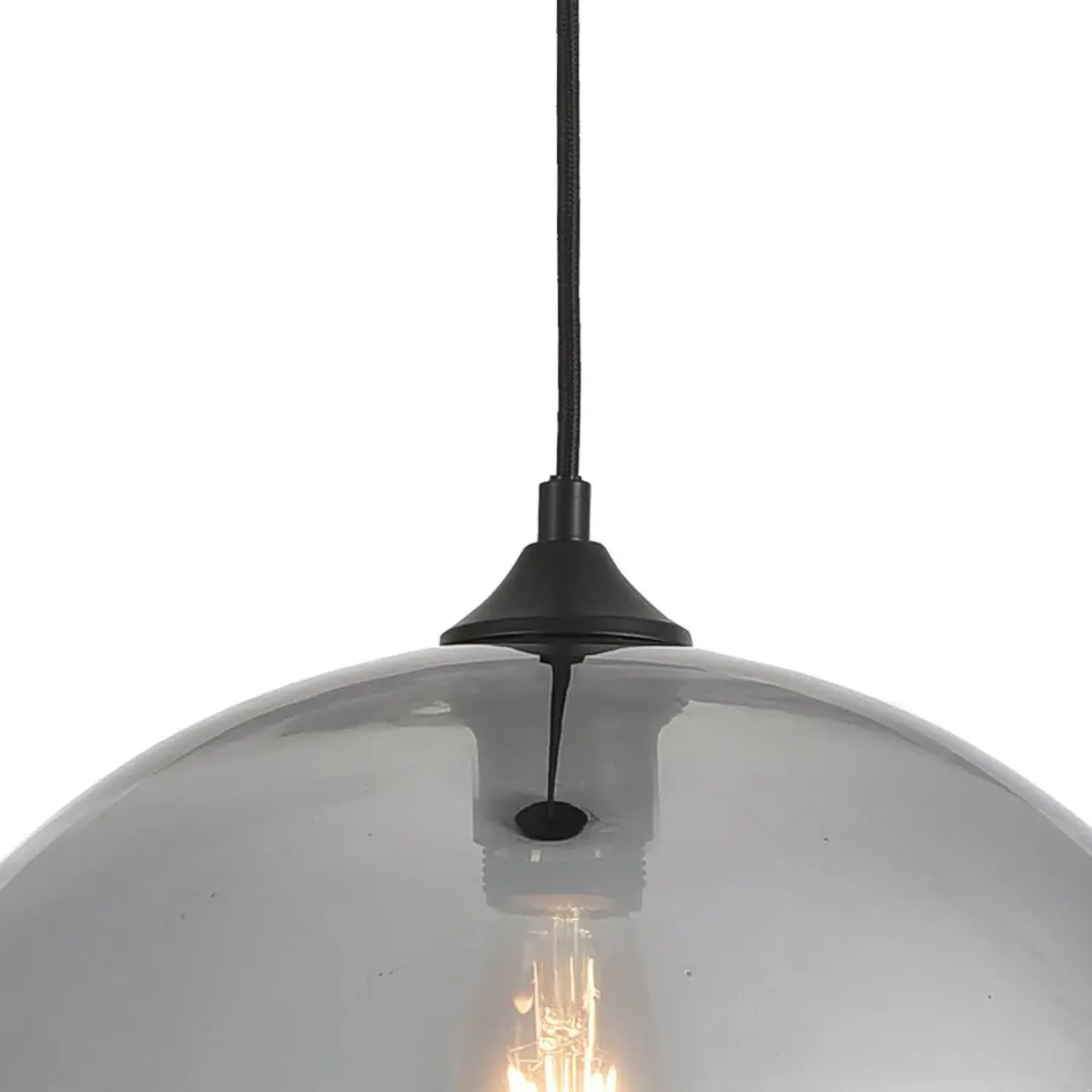 Artdelight Hanglamp Marino Ø40cm - Rookglas - Zwart