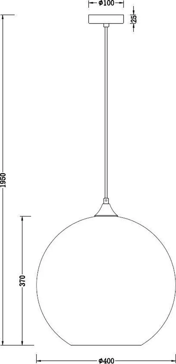 Artdelight Hanglamp Marino Ø40cm - Rookglas - Zwart
