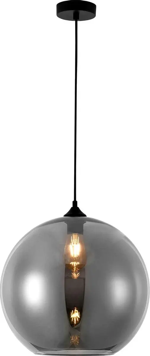 Artdelight Hanglamp Marino Ø40cm - Rookglas - Zwart