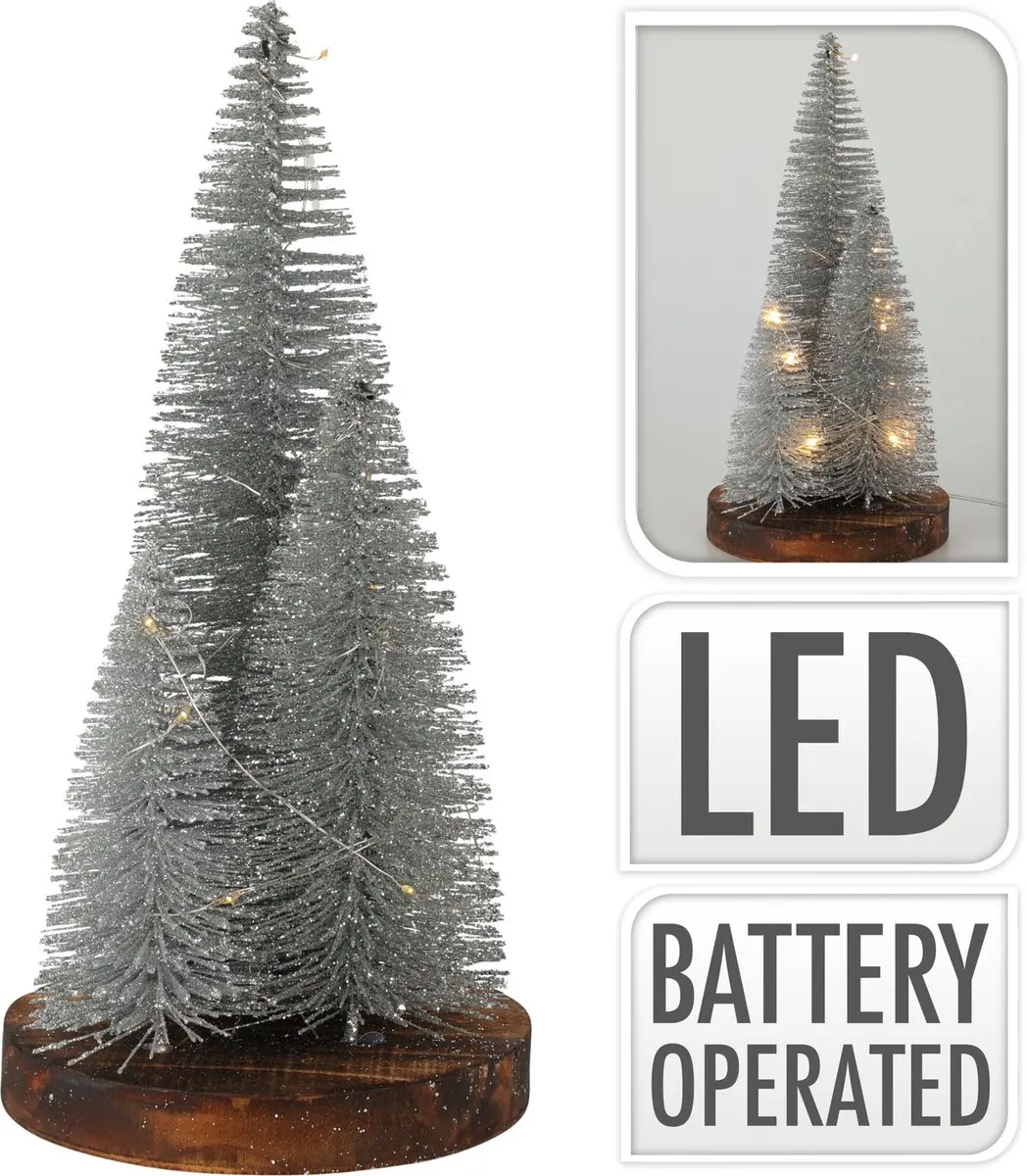 Kerstbomen 30cm op voet LED met timer