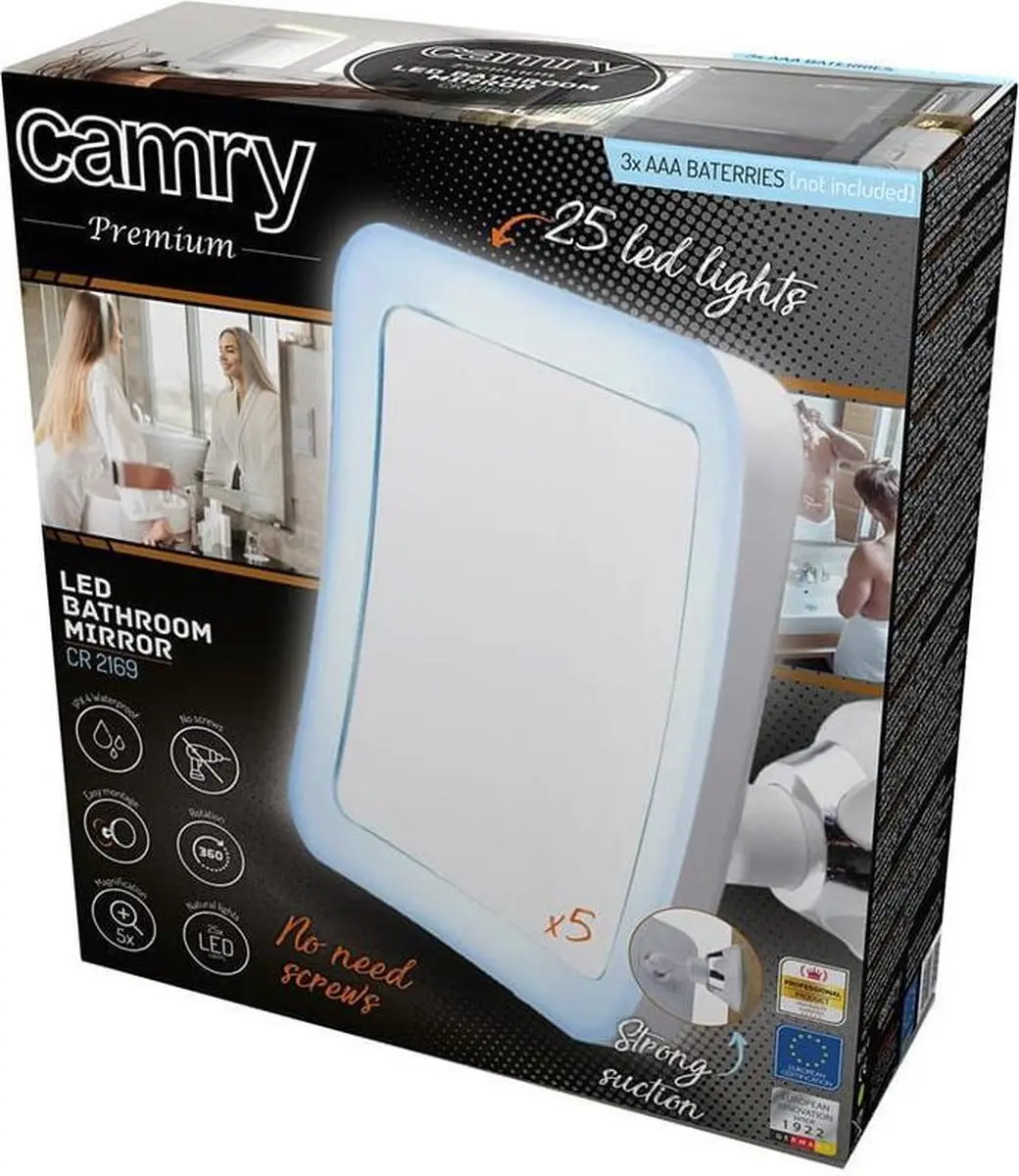 Camry LED Verlichte Make-Up Spiegel CR 2169 - 15cm - Wit - afbeelding 3 van 3