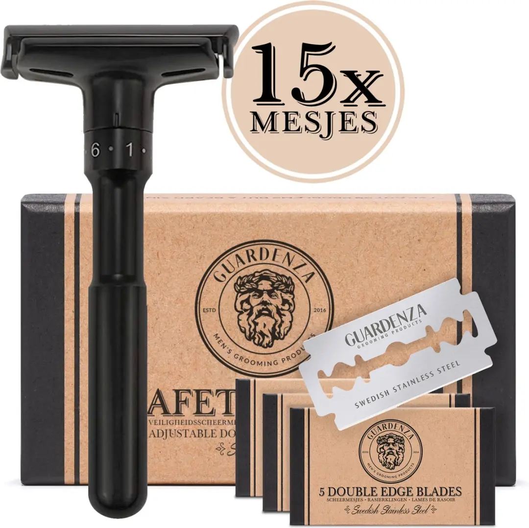 Guardenza Verstelbare Safety Razor (incl. 15 scheermesjes) Klassiek Scheermes