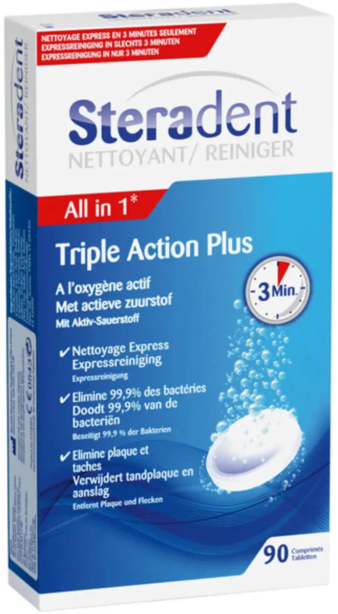 Steradent Triple Action Plus Reiniger - 630 Tabletten (7x90)