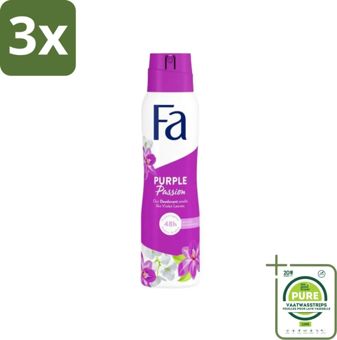 3 x Fa Deodorant Spray Violet Leaves Passion 150 ml
