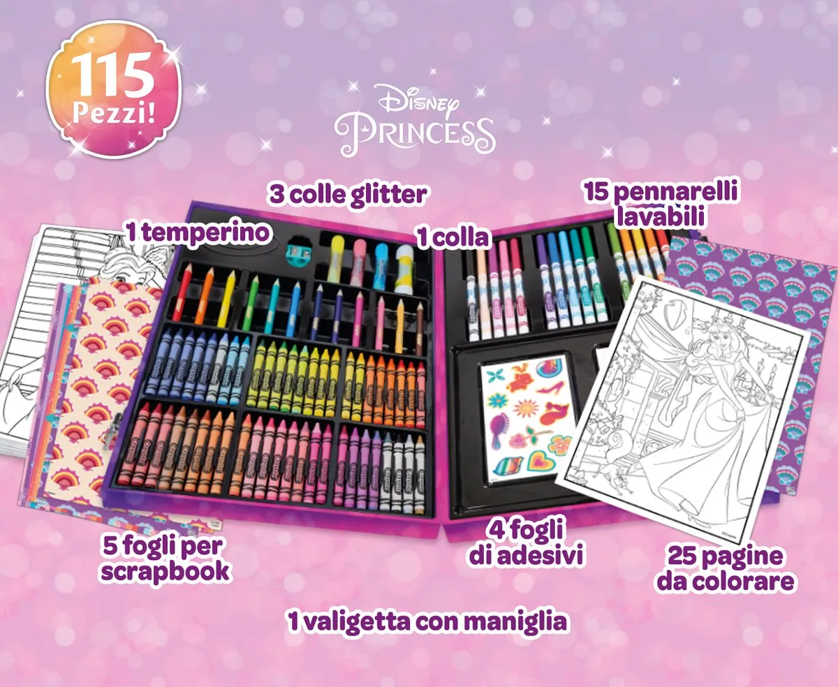 Crayola Disney Princess Inspiratie Kleurkoffer - 115 Stuks