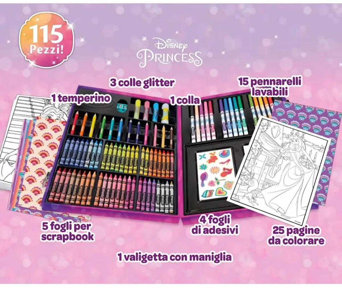 Crayola Disney Princess Inspiratie Kleurkoffer - 115 Stuks