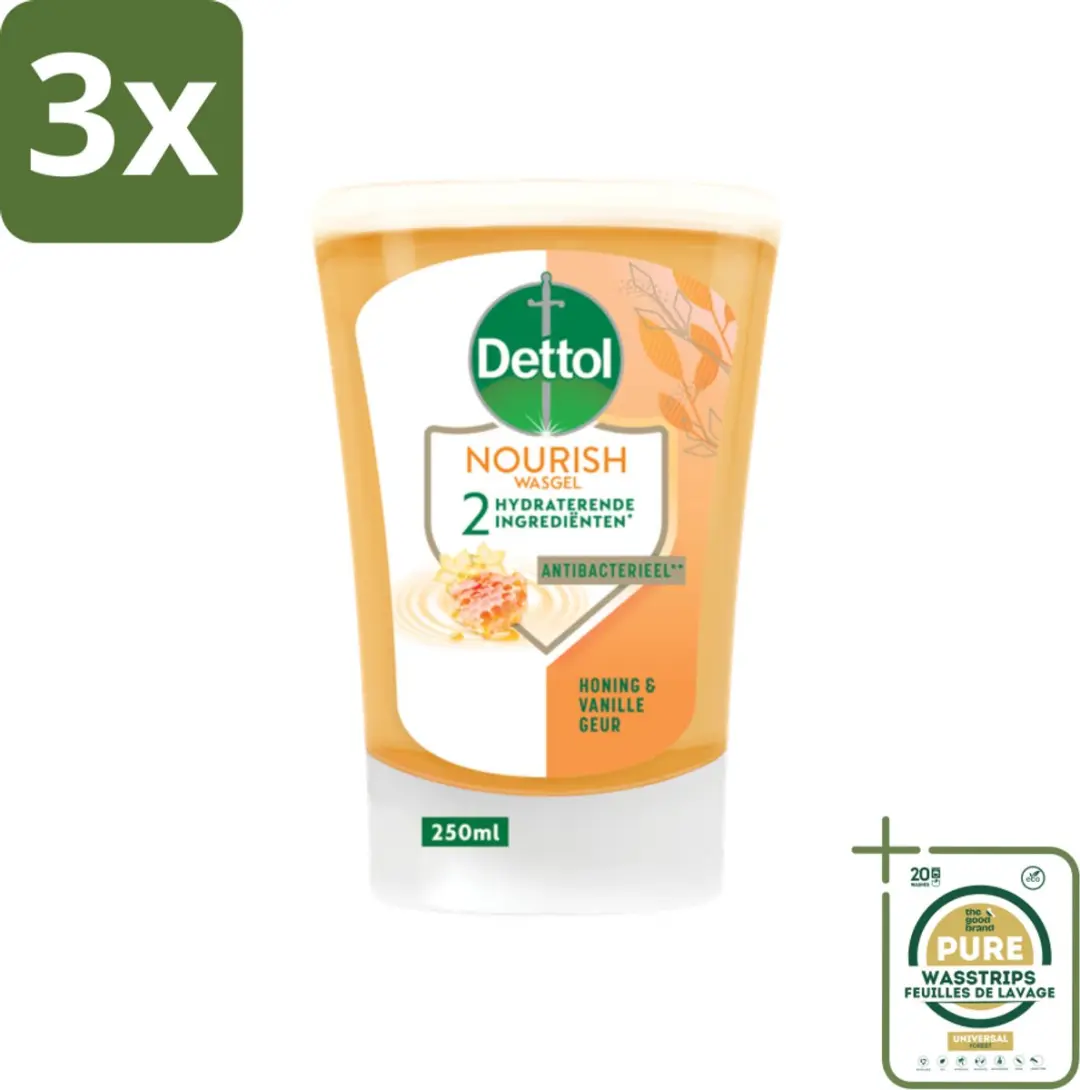 3 x Dettol No-Touch Handzeep Refill Extra Care Honey & Sheabutter 250 ml