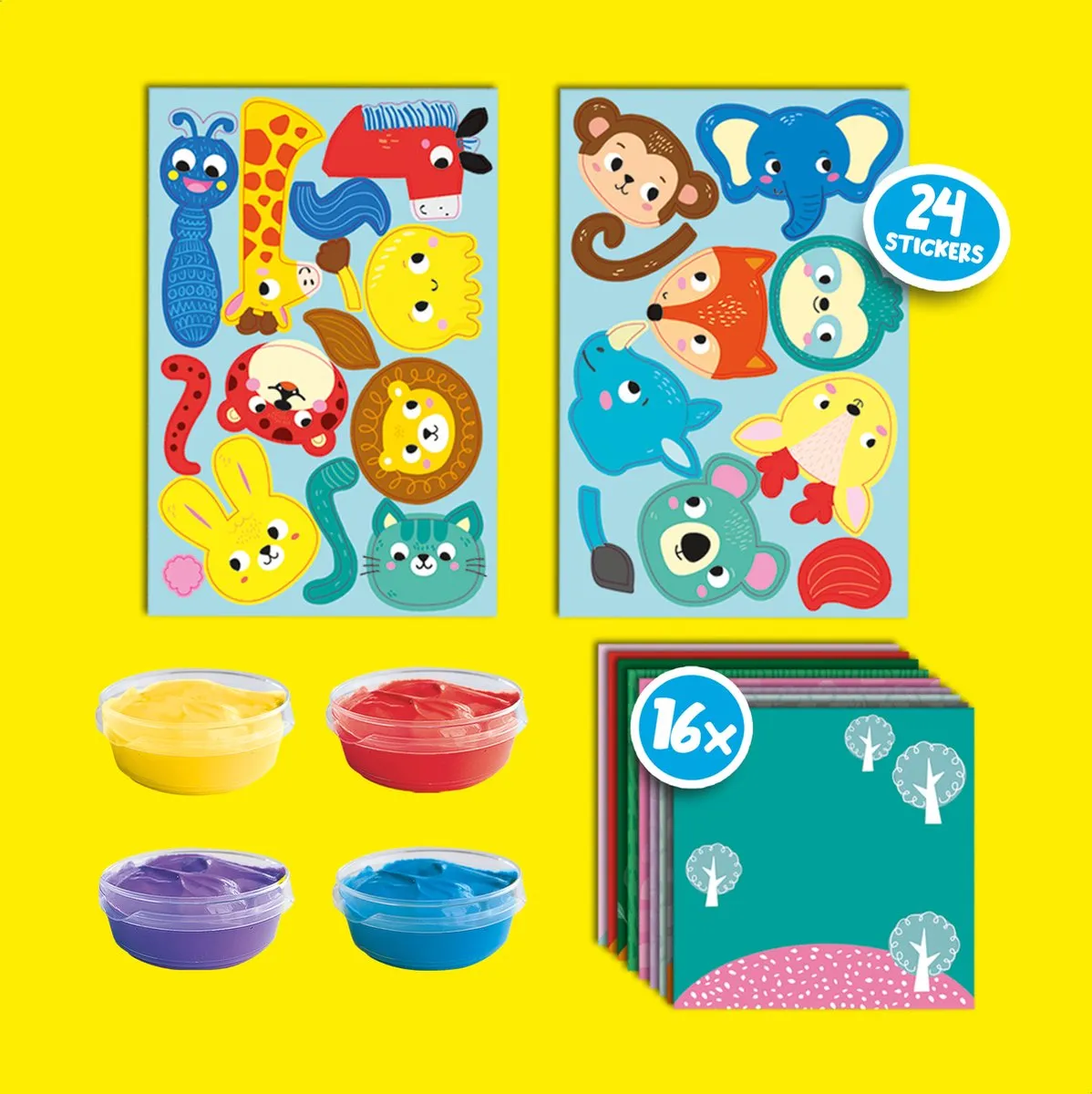 SES Creative My First Vingerverf Handafdruk Dieren - 4 Kleuren - 16 Kaarten