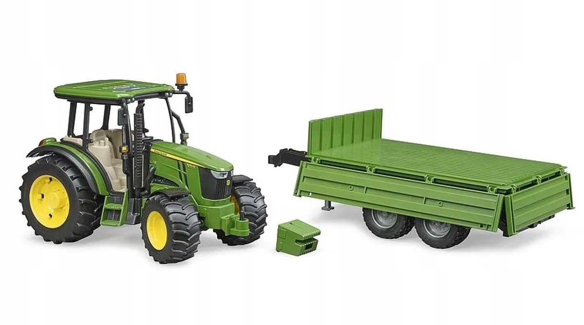 Bruder John Deere 5115M Traktor met Kipbare Aanhanger 1:16