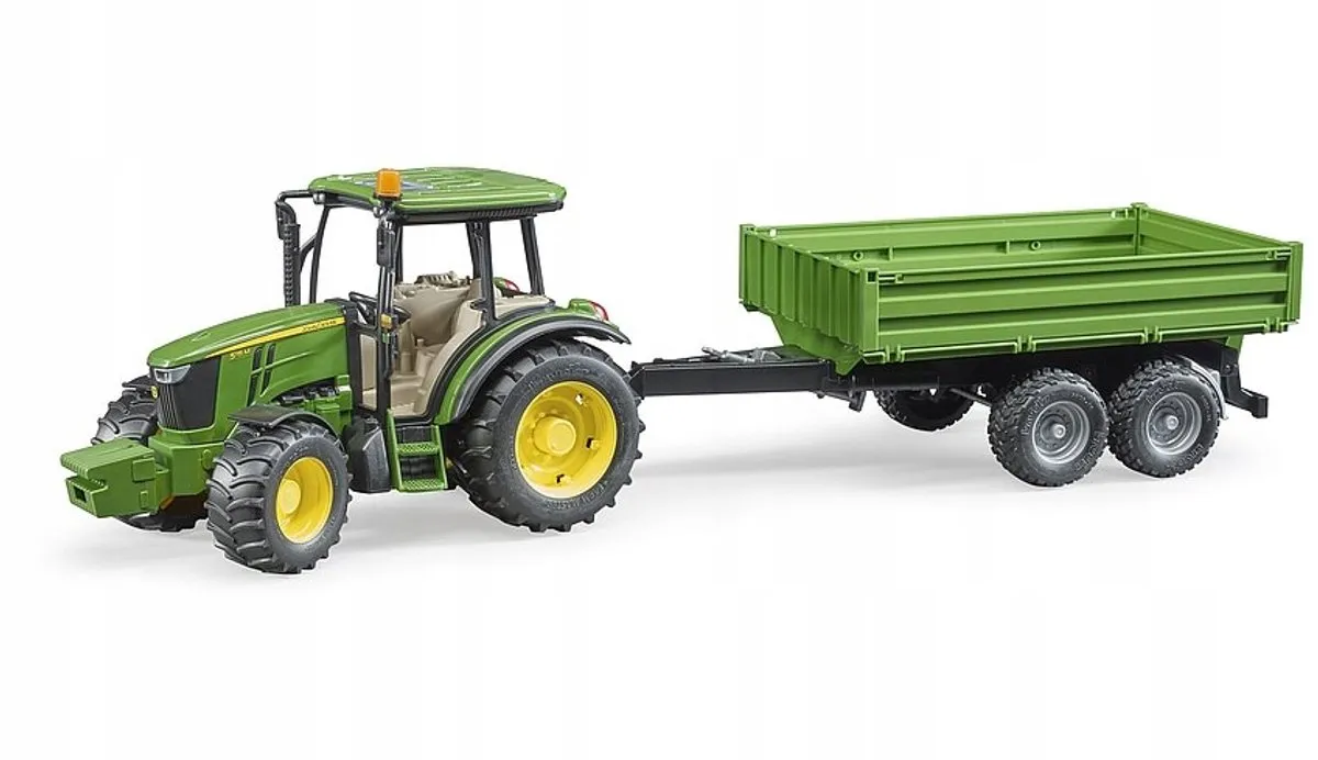 Bruder John Deere 5115M Traktor met Kipbare Aanhanger 1:16 - Groen