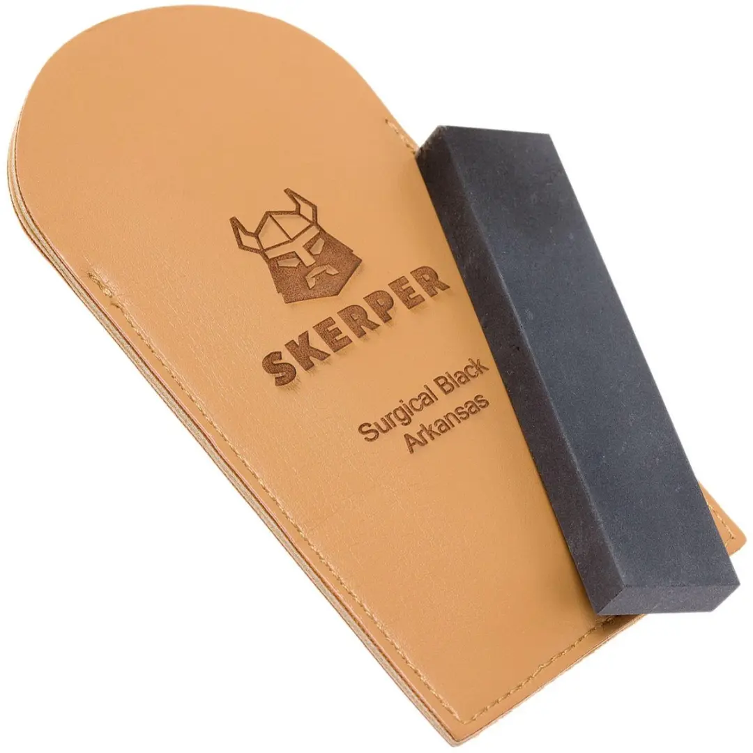Skerper SVNAPO30 Arkansas Pocketslijpsteen - Surgical Black - Met leren opberghoes