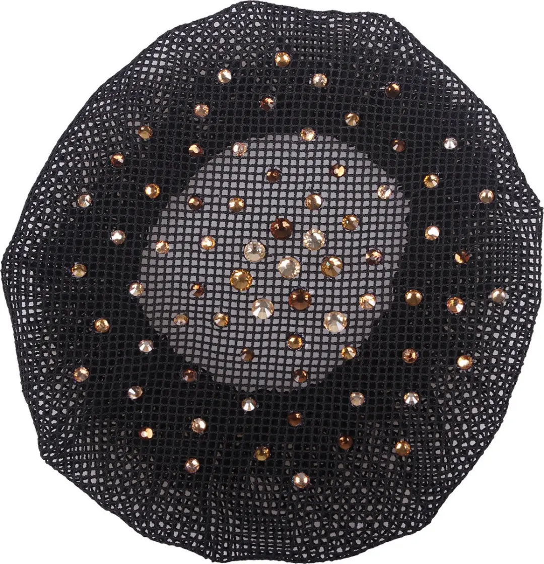 QHP Haarnet Rhinestone - Zwart/Bruin