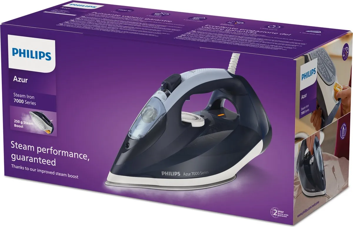 Philips 7000 Series DST7030/20 Stoomstrijkijzer - 2800W - Blauw