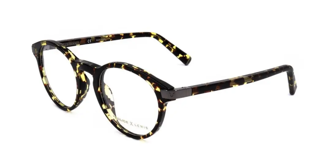 Police VPLC53 Shiny pattern brown-yellow 49/21/145 MAN Brilmonturen