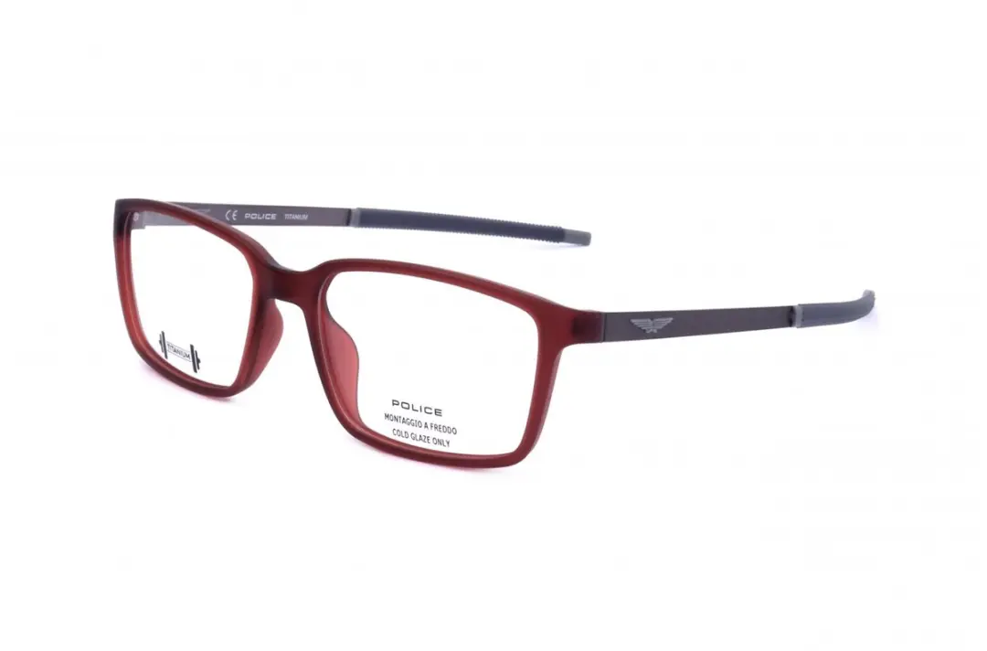 Police VPLF85 Matt transparent red 54/17/145 MAN Brilmonturen