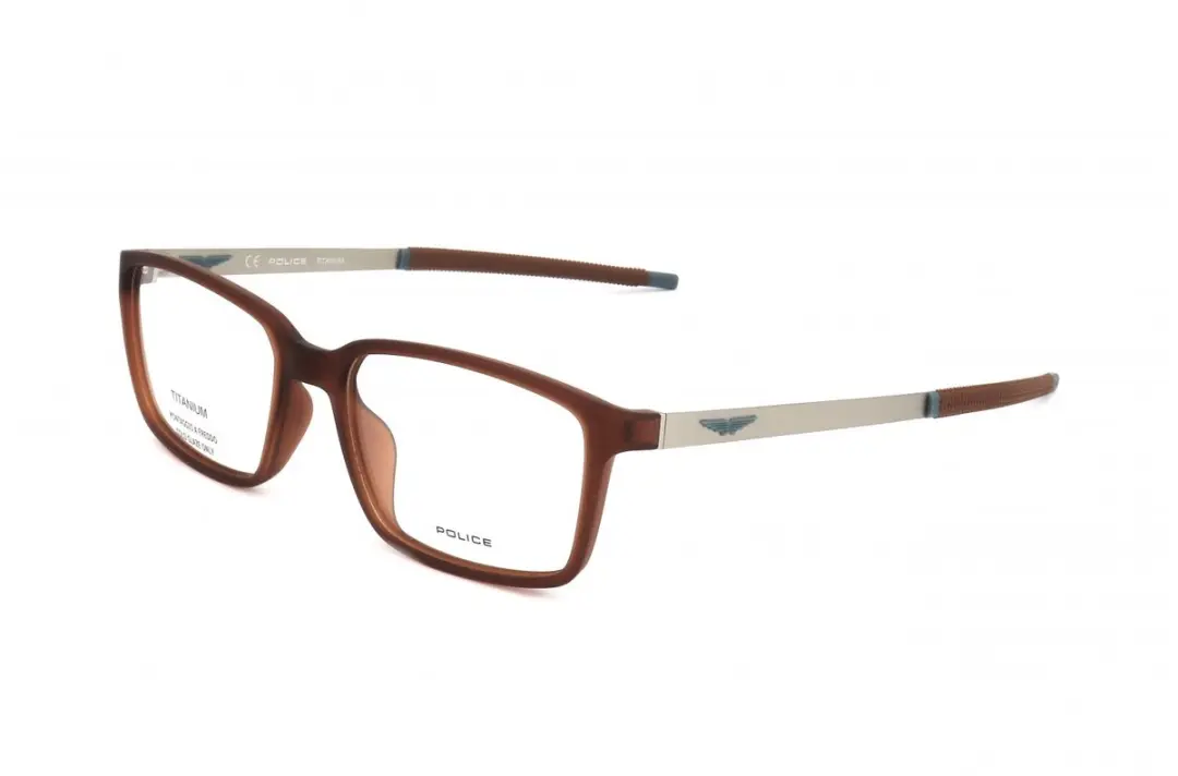 Police VPLF85 Semi matt transparent brown 54/17/145 MAN Brilmonturen