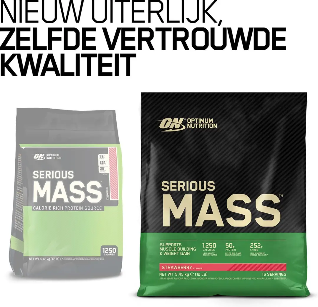 Optimum Nutrition Serious Mass Mass Gainer 5450g - 32 Porties - Aardbei