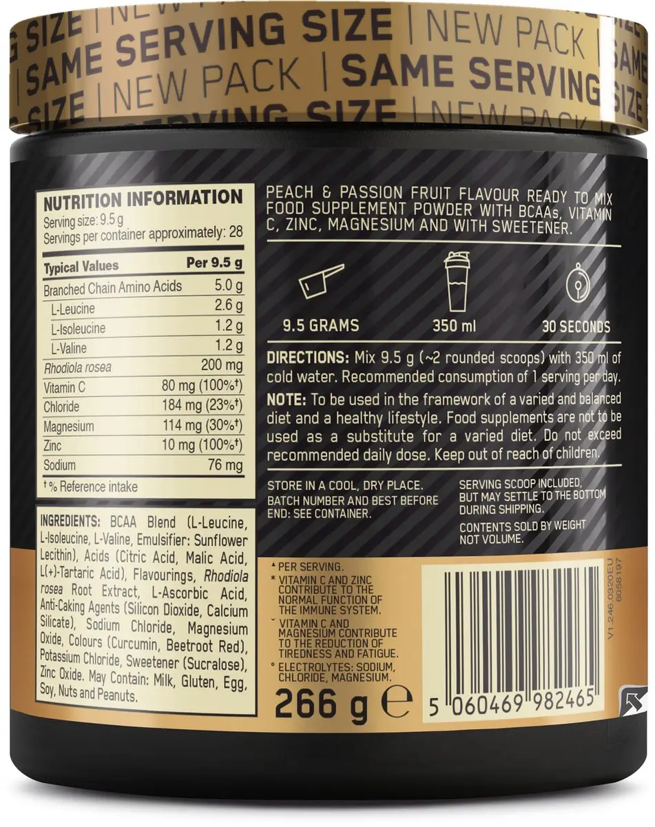 Optimum Nutrition Gold Standard BCAA 266g - Peach & Passion Fruit