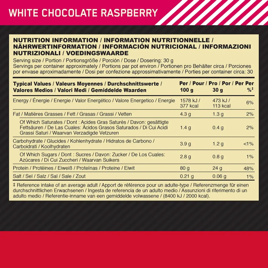 Optimum Nutrition Gold Standard 100% Whey Eiwitpoeder - 2270g - 71 Porties - White Chocolate Raspberry
