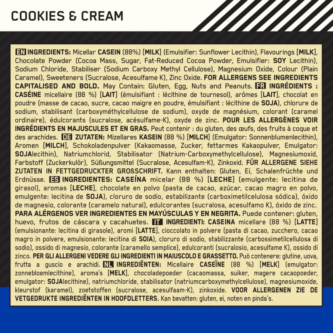 Optimum Nutrition Gold Standard 100% Caseïne - Cookies & Cream 924g - afbeelding 6 van 6