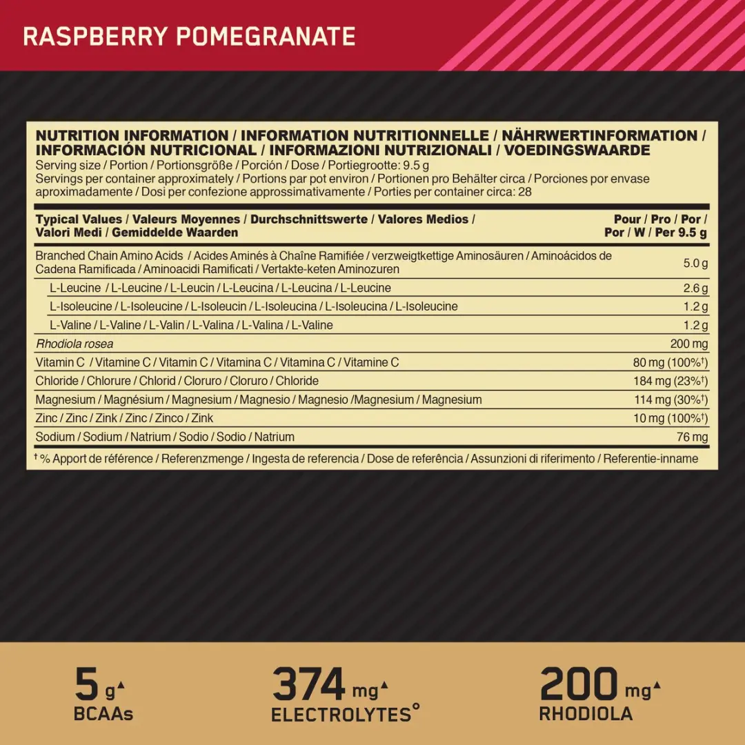 Optimum Nutrition Gold Standard BCAA Framboos & Granaatappel 266g