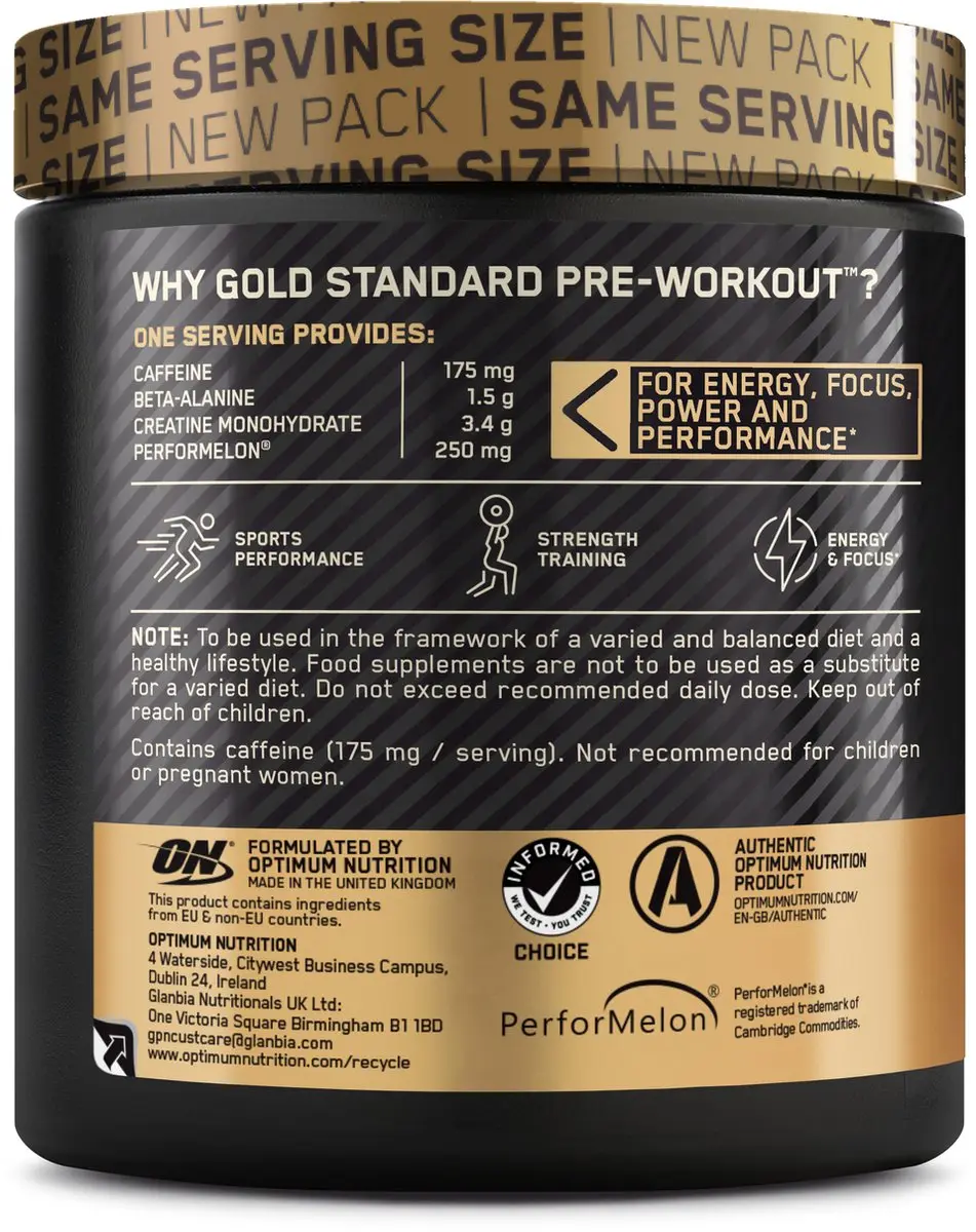 Optimum Nutrition Gold Standard Pre-Workout Watermelon 330g - 30 Doseringen