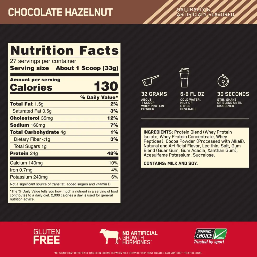 Optimum Nutrition Gold Standard 100% Whey Chocolate Hazelnut - 2270g
