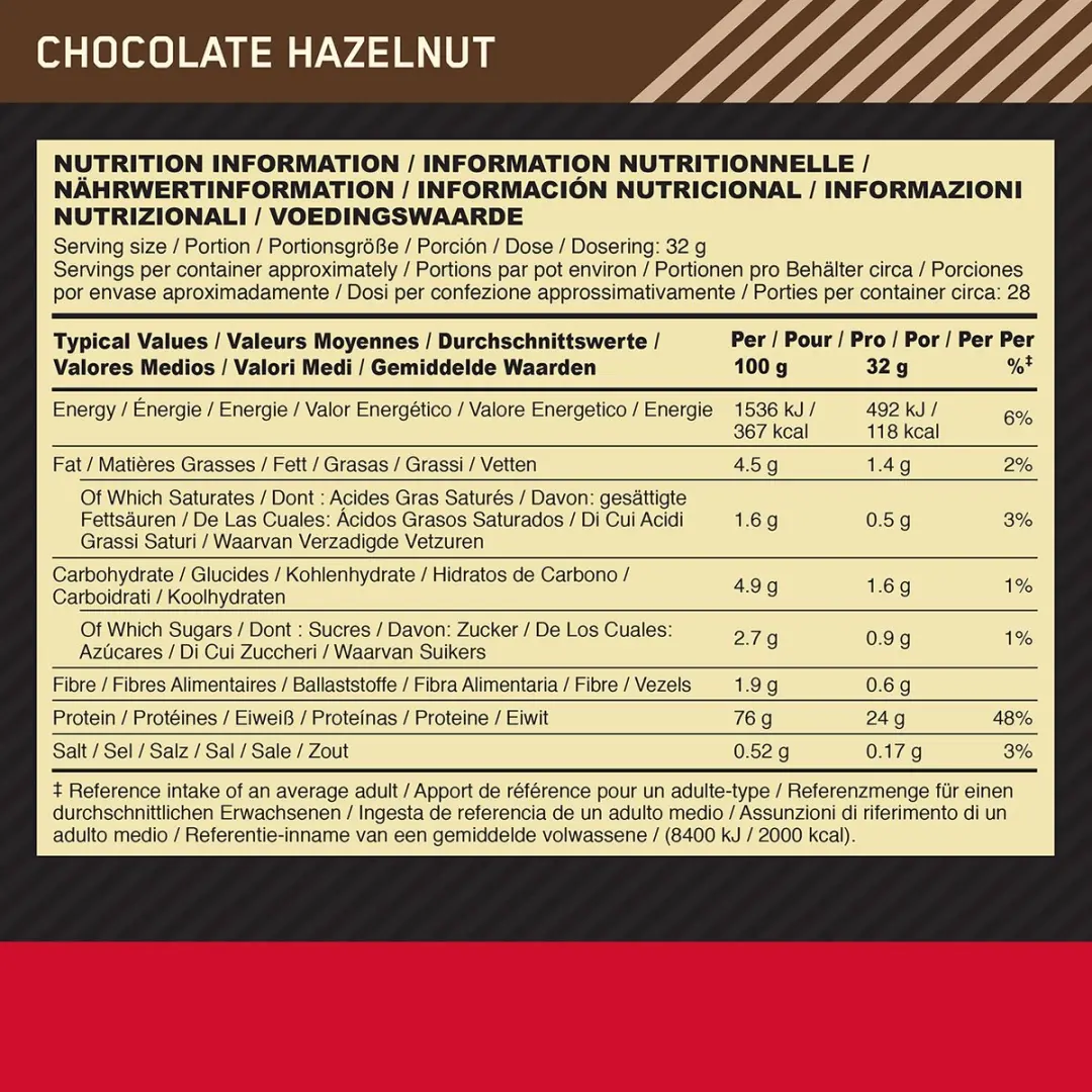 Optimum Nutrition Gold Standard 100% Whey Chocolate Hazelnut - 2270g