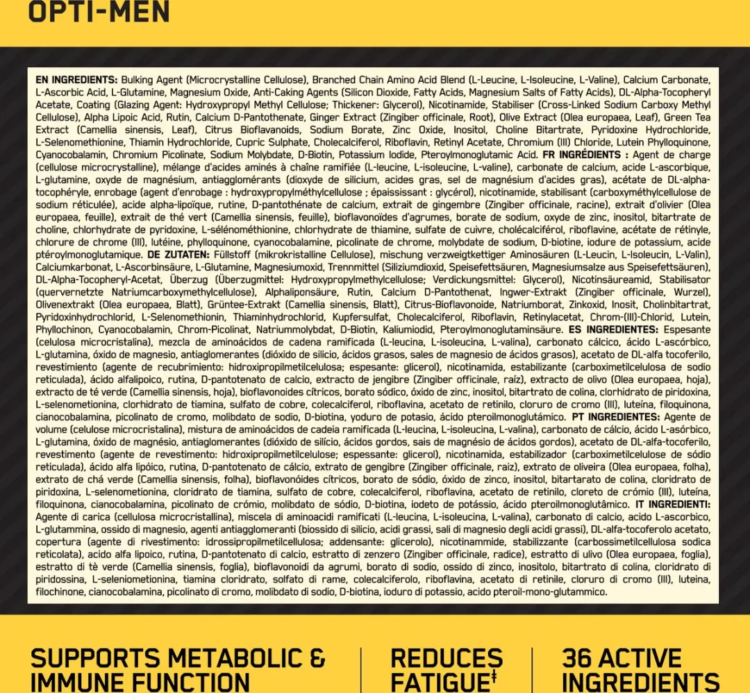 Optimum Nutrition Opti-Men Multivitamine 90 Capsules - afbeelding 6 van 6