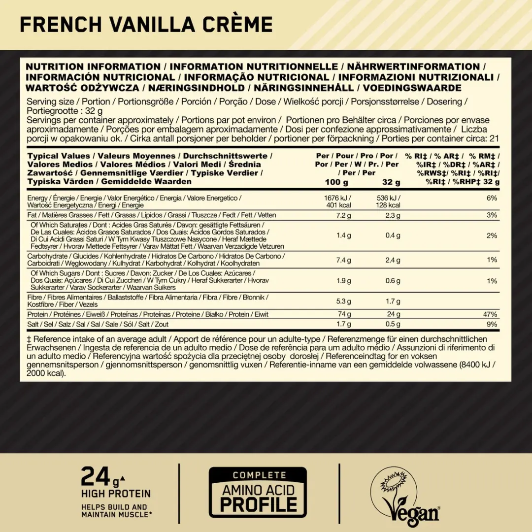 Optimum Nutrition Gold Standard 100% Plant-based Protein - Vanille - 684g - afbeelding 6 van 6