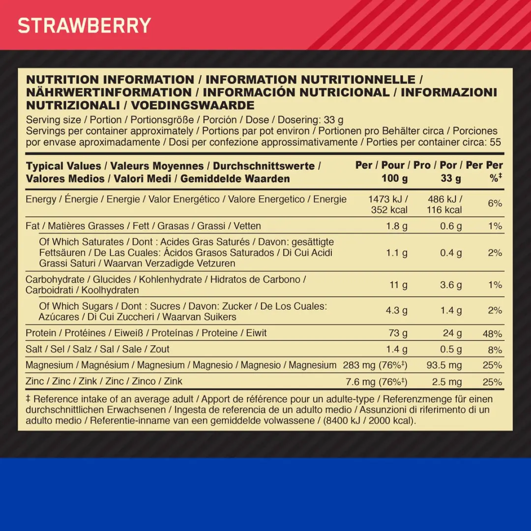 Optimum Nutrition Gold Standard 100% Caseïne - 1816g - 55 Porties - Aardbei - afbeelding 6 van 6