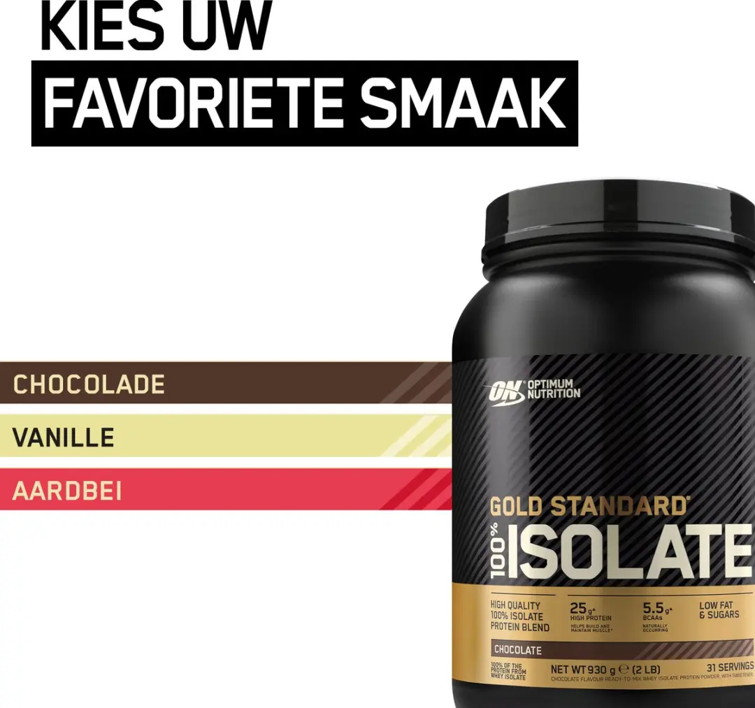 Optimum Nutrition Gold Standard 100% Isolate Eiwitshake - 930g - Chocolade - afbeelding 6 van 6