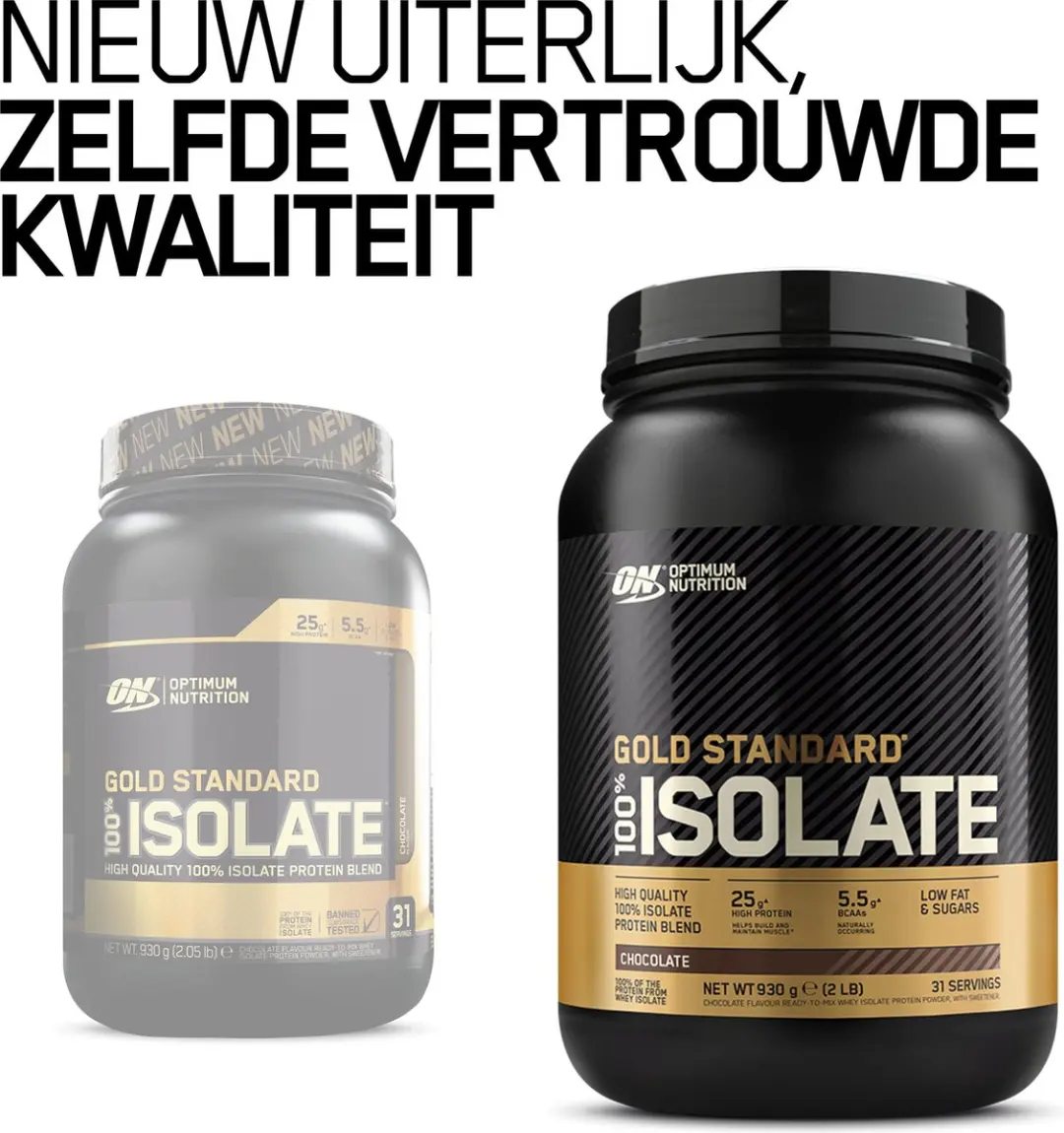 Optimum Nutrition Gold Standard 100% Isolate Eiwitshake - 930g - Chocolade