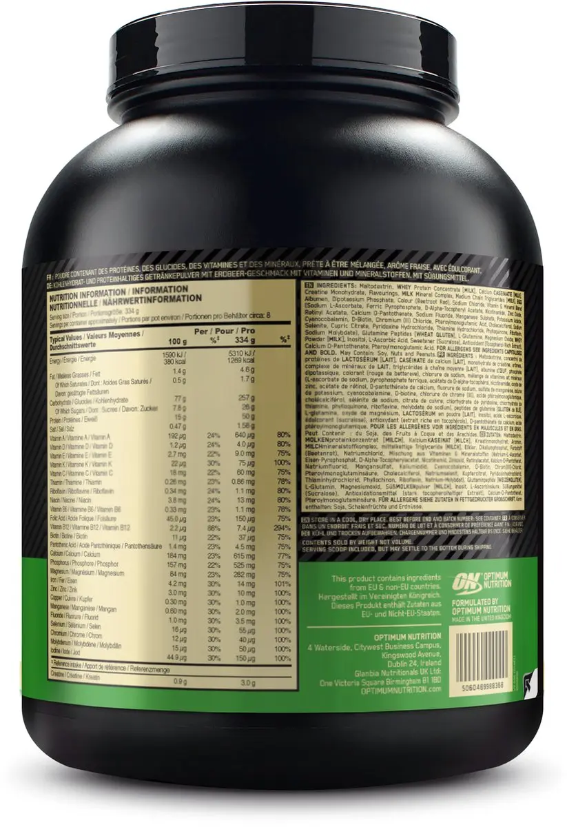 Optimum Nutrition Serious Mass Mass Gainer 2724g - 16 Scoops - Aardbei - afbeelding 6 van 6