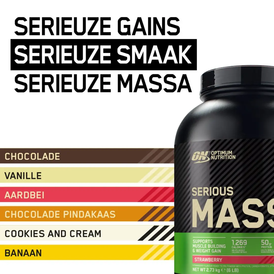 Optimum Nutrition Serious Mass Mass Gainer 2724g - 16 Scoops - Aardbei