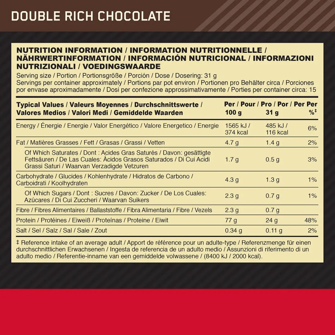 Optimum Nutrition Gold Standard 100% Whey Protein Double Rich Chocolate 4540g