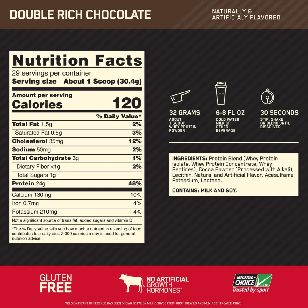 Optimum Nutrition Gold Standard 100% Whey Protein Double Rich Chocolate 4540g