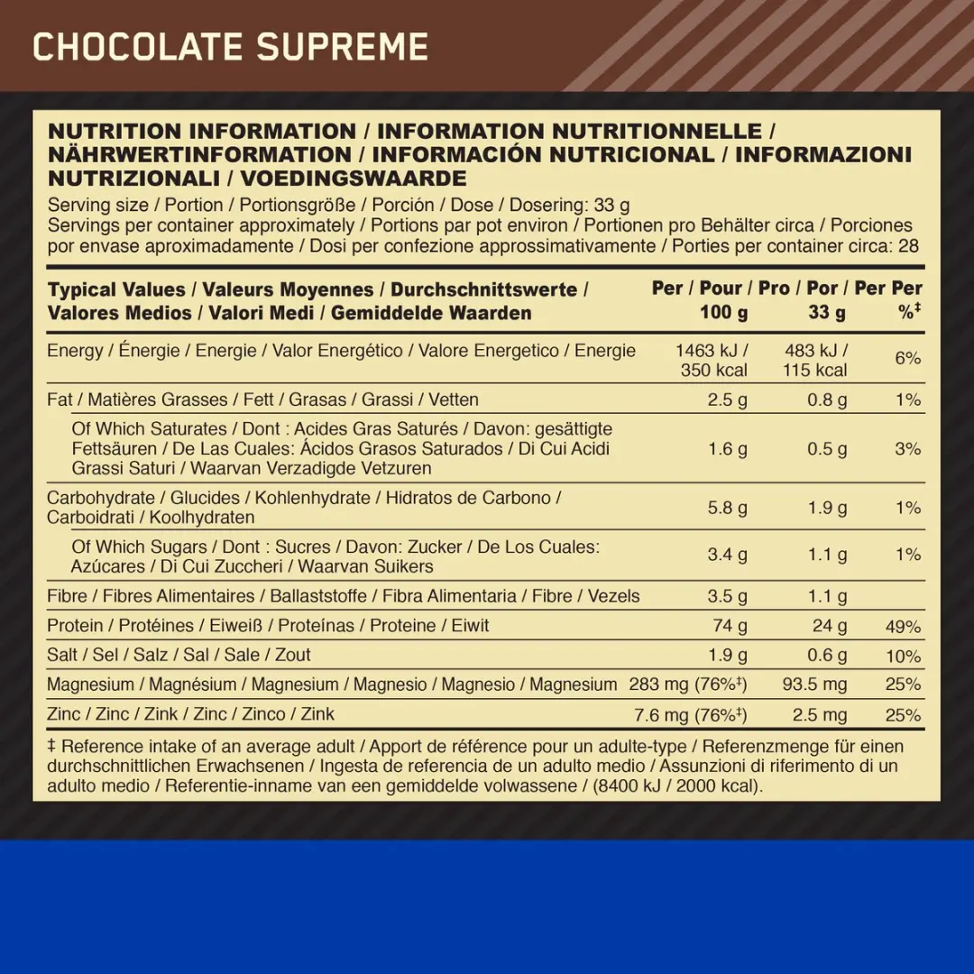 Optimum Nutrition Gold Standard 100% Caseïne - 908g - Chocolade - afbeelding 6 van 6
