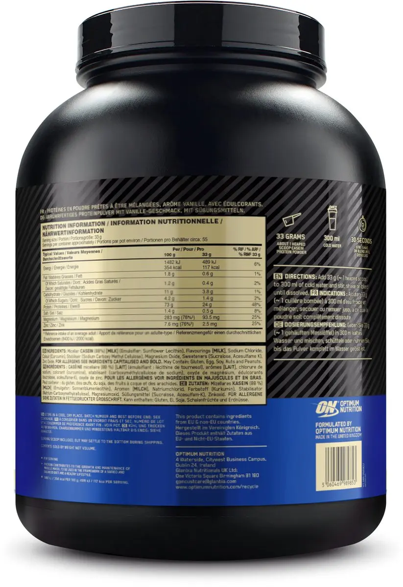 Optimum Nutrition Gold Standard 100% Caseïne - 1816g - 55 Porties - Room vanille