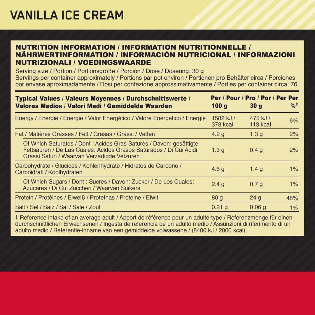 Optimum Nutrition Gold Standard 100% Whey Protein - Vanilla Ice Cream 4540g
