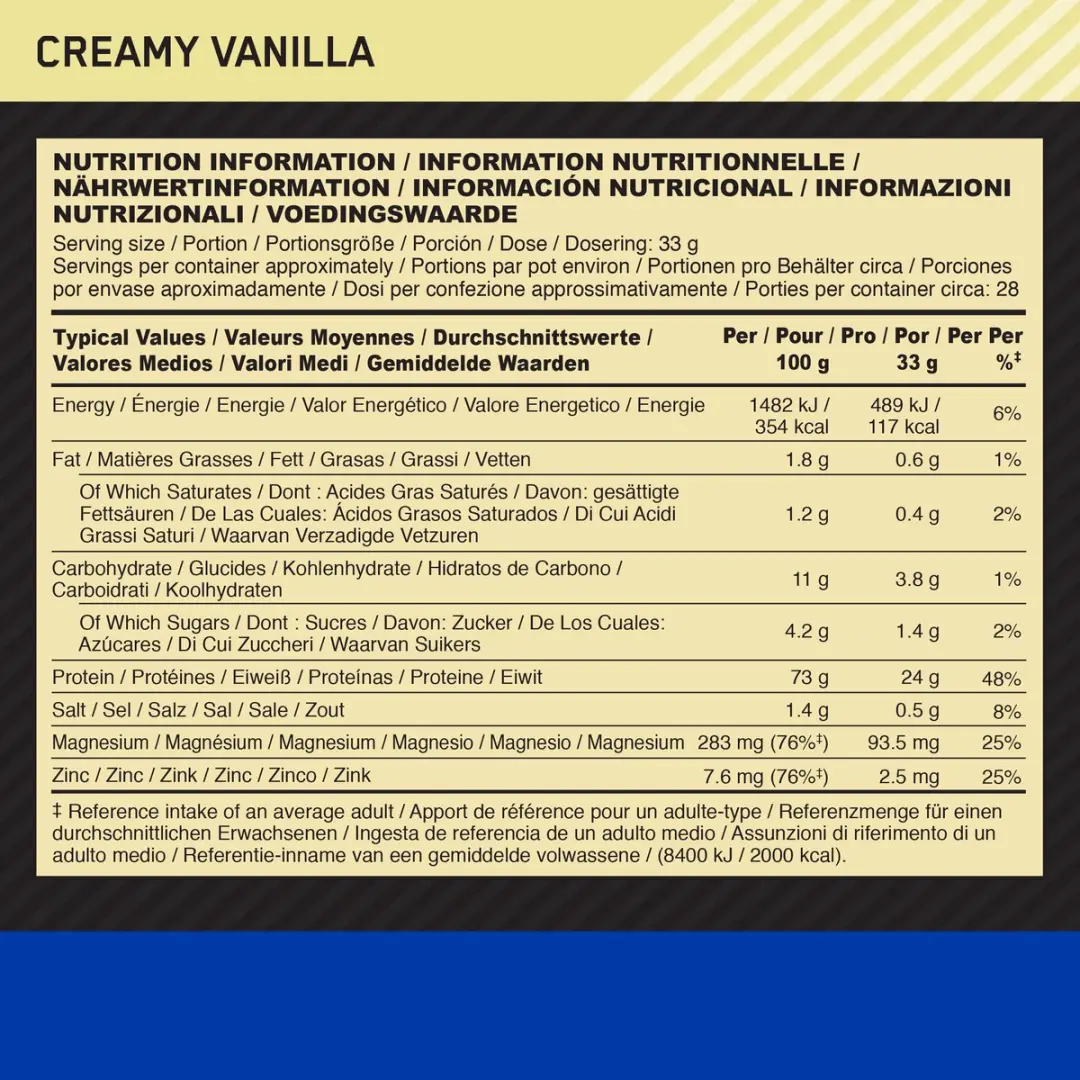 Optimum Nutrition Gold Standard 100% Caseïne - 908g - 28 Porties - Room vanille - afbeelding 6 van 6