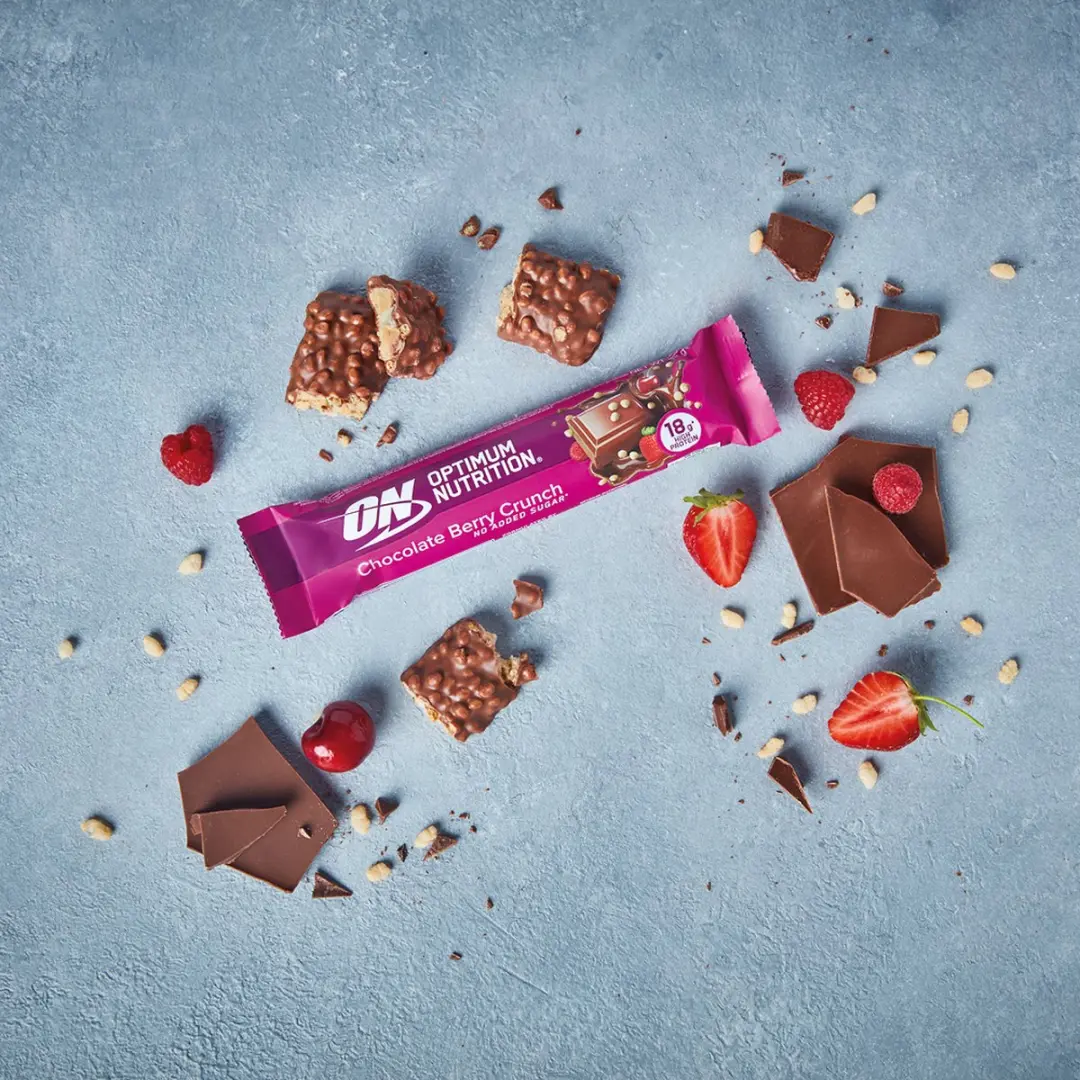 Optimum Nutrition Chocolate Berry Crunch Protein Bar - 12 Stuks - afbeelding 2 van 6