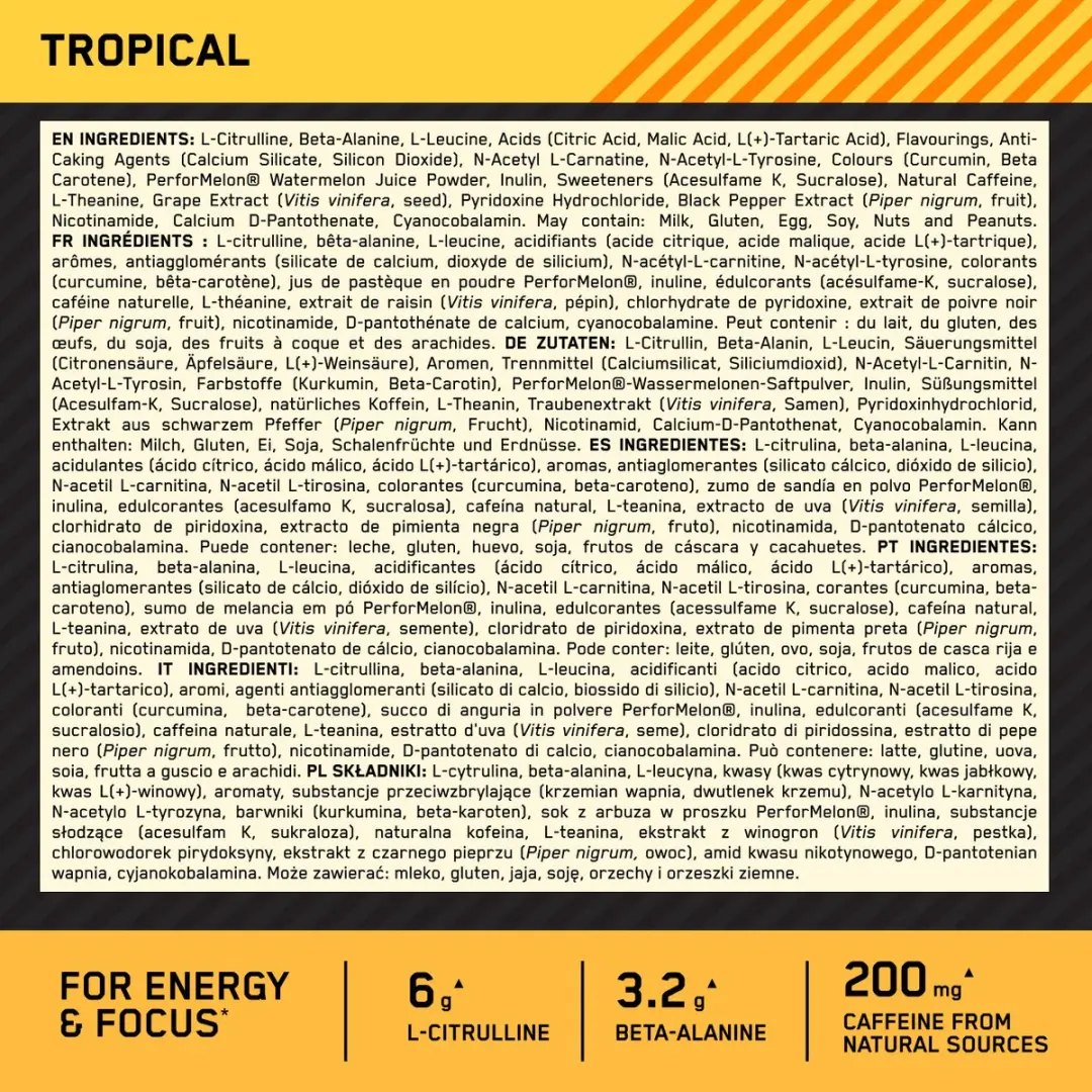 Optimum Nutrition Platinum Pre-Workout Tropisch 420g - 20 Doses - afbeelding 5 van 6
