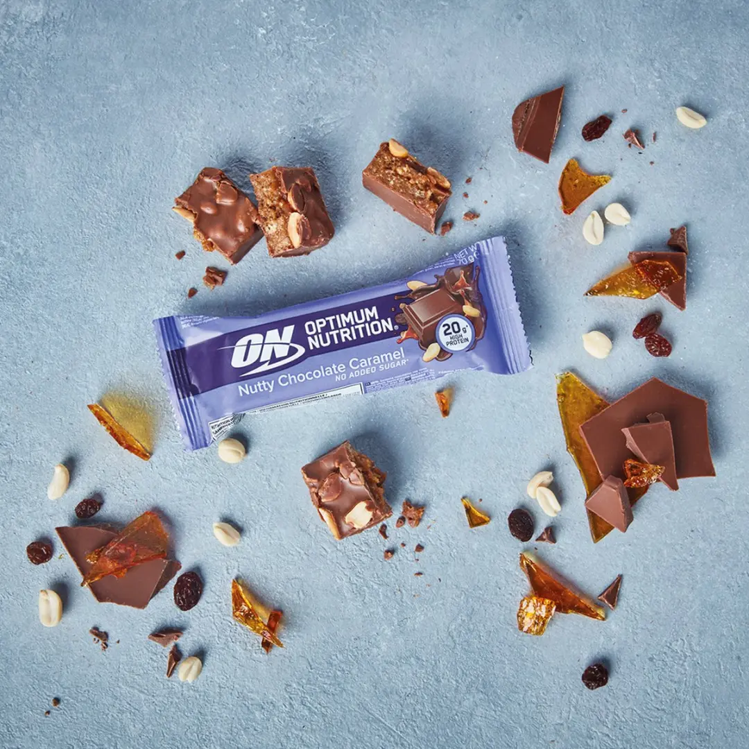 Optimum Nutrition Nutty Chocolate Caramel Eiwitrepen - 10 Stuks - afbeelding 4 van 6