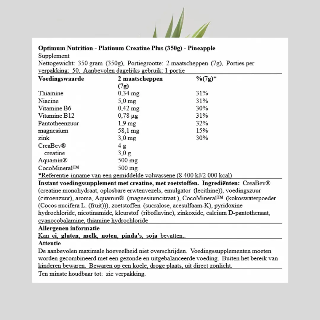 Optimum Nutrition Platinum Creatine Plus - 350g - 50 Doseringen - afbeelding 6 van 6